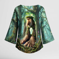 Brr Brr Patapim Kimono Sleeve Blouse Glowing Heart and Magical Tree Roots in Enchanted Woods