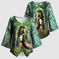 Brr Brr Patapim Kimono Sleeve Blouse Glowing Heart and Magical Tree Roots in Enchanted Woods