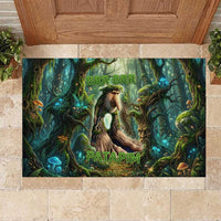 Brr Brr Patapim Rubber Doormat Glowing Heart and Magical Tree Roots in Enchanted Woods