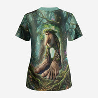 Brr Brr Patapim Scrub Top Glowing Heart and Magical Tree Roots in Enchanted Woods