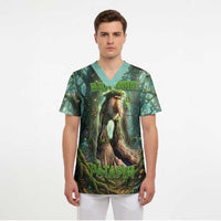 Brr Brr Patapim Scrub Top Glowing Heart and Magical Tree Roots in Enchanted Woods