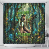 Brr Brr Patapim Shower Curtain Glowing Heart and Magical Tree Roots in Enchanted Woods