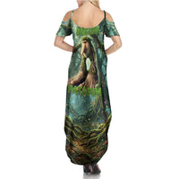 Brr Brr Patapim Summer Maxi Dress Glowing Heart and Magical Tree Roots in Enchanted Woods