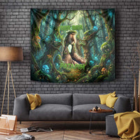 Brr Brr Patapim Tapestry Glowing Heart and Magical Tree Roots in Enchanted Woods