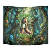Brr Brr Patapim Tapestry Glowing Heart and Magical Tree Roots in Enchanted Woods