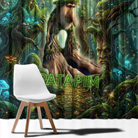 Brr Brr Patapim Window Curtain Glowing Heart and Magical Tree Roots in Enchanted Woods