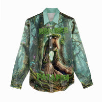 Brr Brr Patapim Women Casual Shirt Glowing Heart and Magical Tree Roots in Enchanted Woods