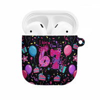 7th Birthday Girl AirPods Case with Cake Balloons Confetti and I Was 6 Now I'm 7