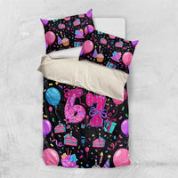 7th Birthday Girl Bedding Set with Cake Balloons Confetti and I Was 6 Now I'm 7