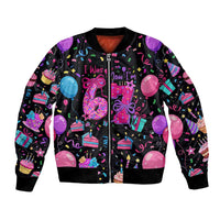 7th Birthday Girl Bomber Jacket with Cake Balloons Confetti and I Was 6 Now I'm 7