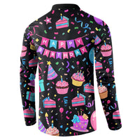 7th Birthday Girl Button Sweatshirt with Cake Balloons Confetti and I Was 6 Now I'm 7