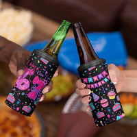 7th Birthday Girl 4 in 1 Can Cooler Tumbler with Cake Balloons Confetti and I Was 6 Now I'm 7
