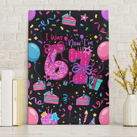 7th Birthday Girl Canvas Wall Art with Cake Balloons Confetti and I Was 6 Now I'm 7