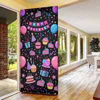 7th Birthday Girl Door Cover with Cake Balloons Confetti and I Was 6 Now I'm 7