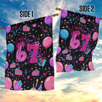 7th Birthday Girl Garden Flag with Cake Balloons Confetti and I Was 6 Now I'm 7