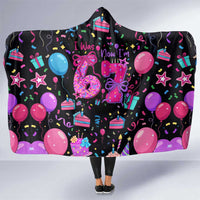 7th Birthday Girl Hooded Blanket with Cake Balloons Confetti and I Was 6 Now I'm 7