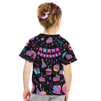 7th Birthday Girl Kid T Shirt with Cake Balloons Confetti and I Was 6 Now I'm 7