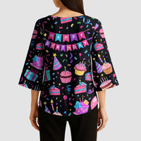 7th Birthday Girl Kimono Sleeve Blouse with Cake Balloons Confetti and I Was 6 Now I'm 7