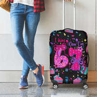 7th Birthday Girl Luggage Cover with Cake Balloons Confetti and I Was 6 Now I'm 7
