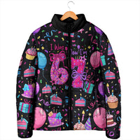 7th Birthday Girl Padded Jacket with Cake Balloons Confetti and I Was 6 Now I'm 7