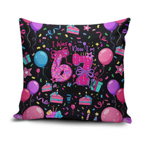 7th Birthday Girl Pillow Cover with Cake Balloons Confetti and I Was 6 Now I'm 7