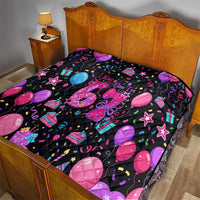 7th Birthday Girl Quilt with Cake Balloons Confetti and I Was 6 Now I'm 7