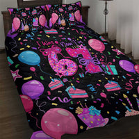 7th Birthday Girl Quilt Bed Set with Cake Balloons Confetti and I Was 6 Now I'm 7