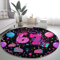 7th Birthday Girl Round Carpet with Cake Balloons Confetti and I Was 6 Now I'm 7