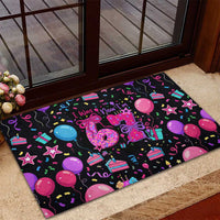 7th Birthday Girl Rubber Doormat with Cake Balloons Confetti and I Was 6 Now I'm 7