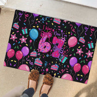 7th Birthday Girl Rubber Doormat with Cake Balloons Confetti and I Was 6 Now I'm 7