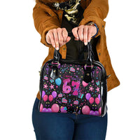 7th Birthday Girl Shoulder Handbag with Cake Balloons Confetti and I Was 6 Now I'm 7