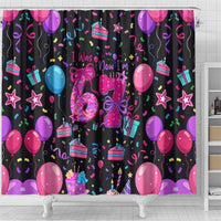 7th Birthday Girl Shower Curtain with Cake Balloons Confetti and I Was 6 Now I'm 7