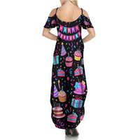 7th Birthday Girl Summer Maxi Dress with Cake Balloons Confetti and I Was 6 Now I'm 7