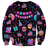 7th Birthday Girl Sweatshirt with Cake Balloons Confetti and I Was 6 Now I'm 7
