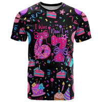 7th Birthday Girl T Shirt with Cake Balloons Confetti and I Was 6 Now I'm 7