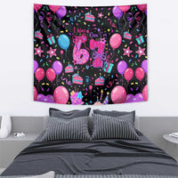 7th Birthday Girl Tapestry with Cake Balloons Confetti and I Was 6 Now I'm 7