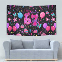 7th Birthday Girl Tapestry with Cake Balloons Confetti and I Was 6 Now I'm 7