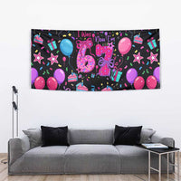 7th Birthday Girl Tapestry with Cake Balloons Confetti and I Was 6 Now I'm 7