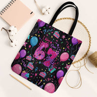 7th Birthday Girl Tote Bag with Cake Balloons Confetti and I Was 6 Now I'm 7