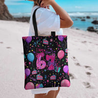 7th Birthday Girl Tote Bag with Cake Balloons Confetti and I Was 6 Now I'm 7
