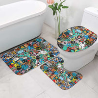 Happy Doodle Monsters Sticker Bomb Bathroom Set Funny Graffiti Style Cartoon