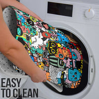 Happy Doodle Monsters Sticker Bomb Bathroom Set Funny Graffiti Style Cartoon