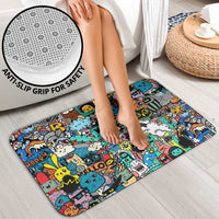 Happy Doodle Monsters Sticker Bomb Bathroom Set Funny Graffiti Style Cartoon