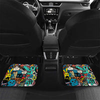 Happy Doodle Monsters Sticker Bomb Car Mats Funny Graffiti Style Cartoon