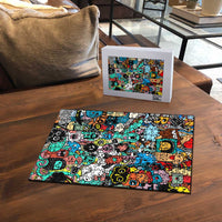 Happy Doodle Monsters Sticker Bomb Puzzle Funny Graffiti Style Cartoon
