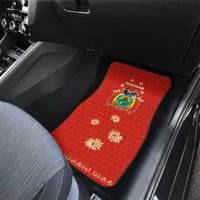 Bolivia National Emblem Car Mats with Floral Pattern and Red Folk Design