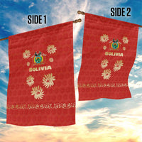 Bolivia National Emblem Garden Flag with Floral Pattern and Red Folk Design