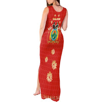 Bolivia National Emblem Tank Maxi Dress with Floral Pattern and Red Folk Design