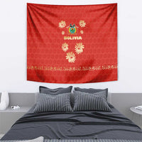 Bolivia National Emblem Tapestry with Floral Pattern and Red Folk Design