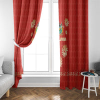 Bolivia National Emblem Window Curtain with Floral Pattern and Red Folk Design